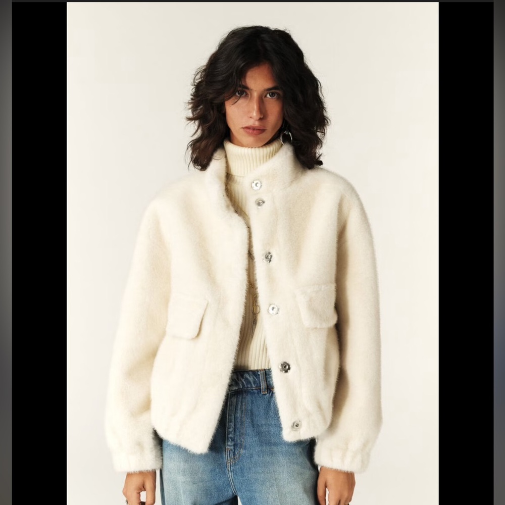 ba&sh Women's Ecru faux fur Jacket Paros